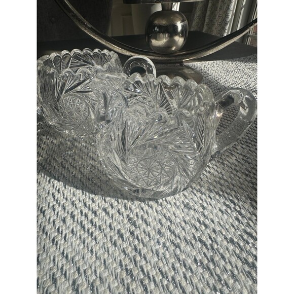 American brilliant cut sugar and creamer leaded crystal - Picture 3 of 4